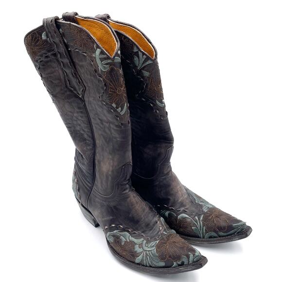 Old Gringo Erin Boots Brown Blue Leather Embroidered Western Cowboy Sz 9 - Picture 2 of 10